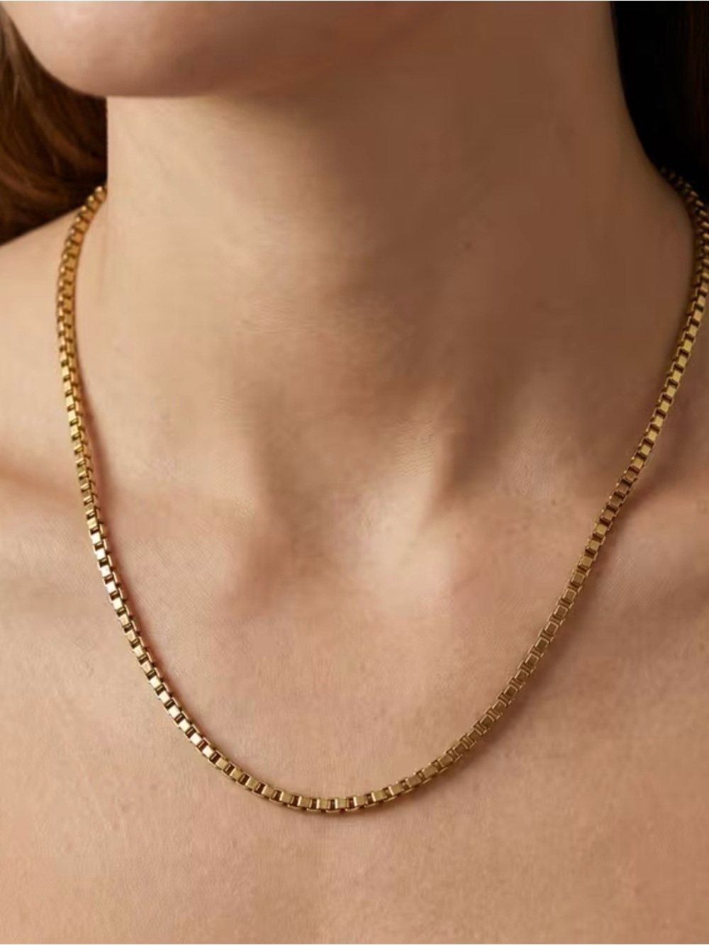 Gold Box Chain Necklace